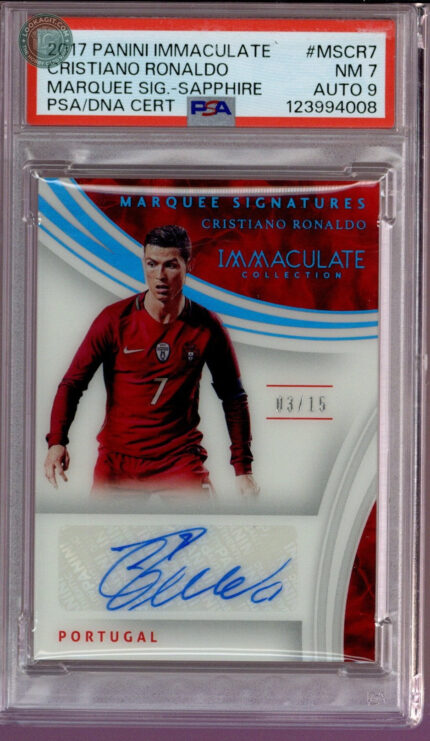 2017 Immaculate Cristiano Ronaldo Auto #3/15 PSA 7 Auto 9
